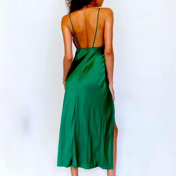 Walk the Line Emerald Green Slip Dress- LIONESS- Size S NWOT - Picture 3 of 15